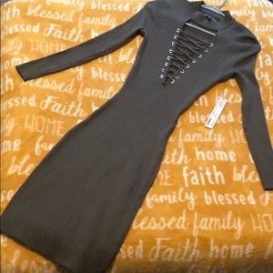 NEVER WORN - Almost Famous Lace Up Sweater Dress